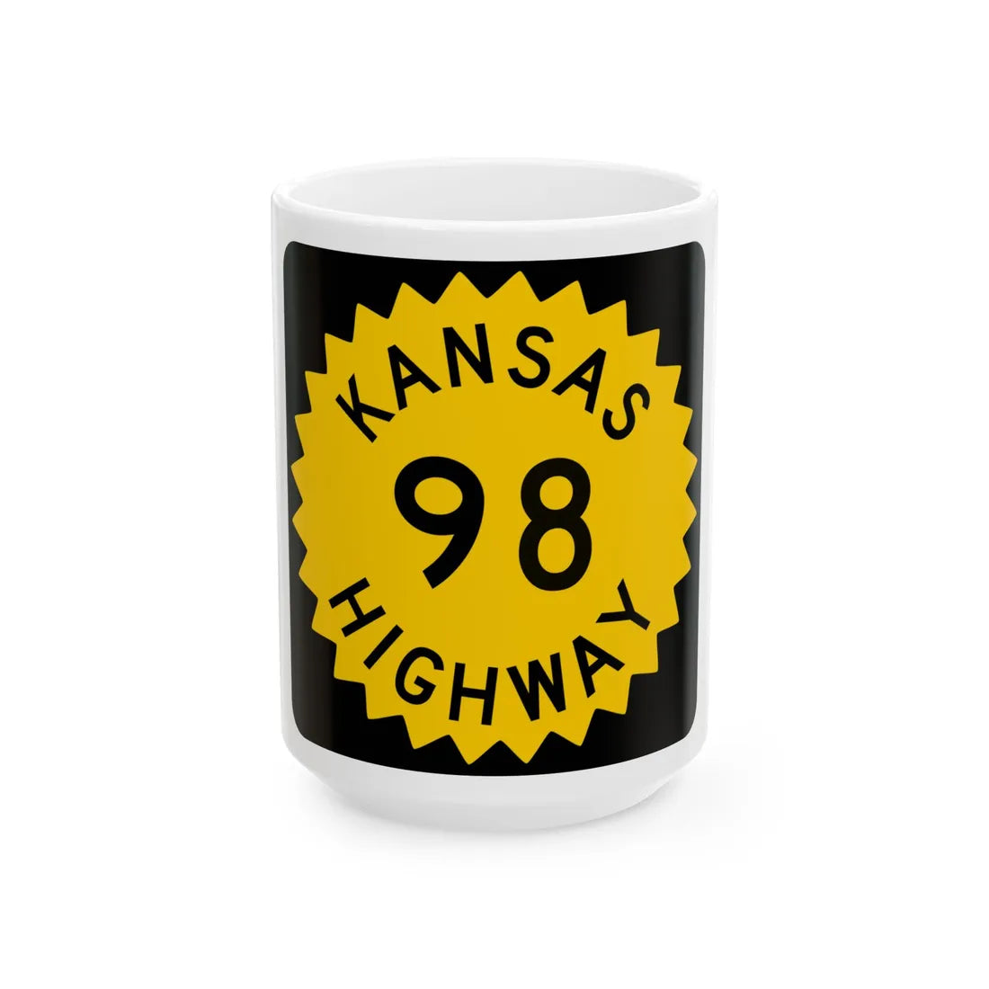K-98 1948 (Kansas) (Road Sign) White Coffee Mug 15oz - Go Mug Yourself