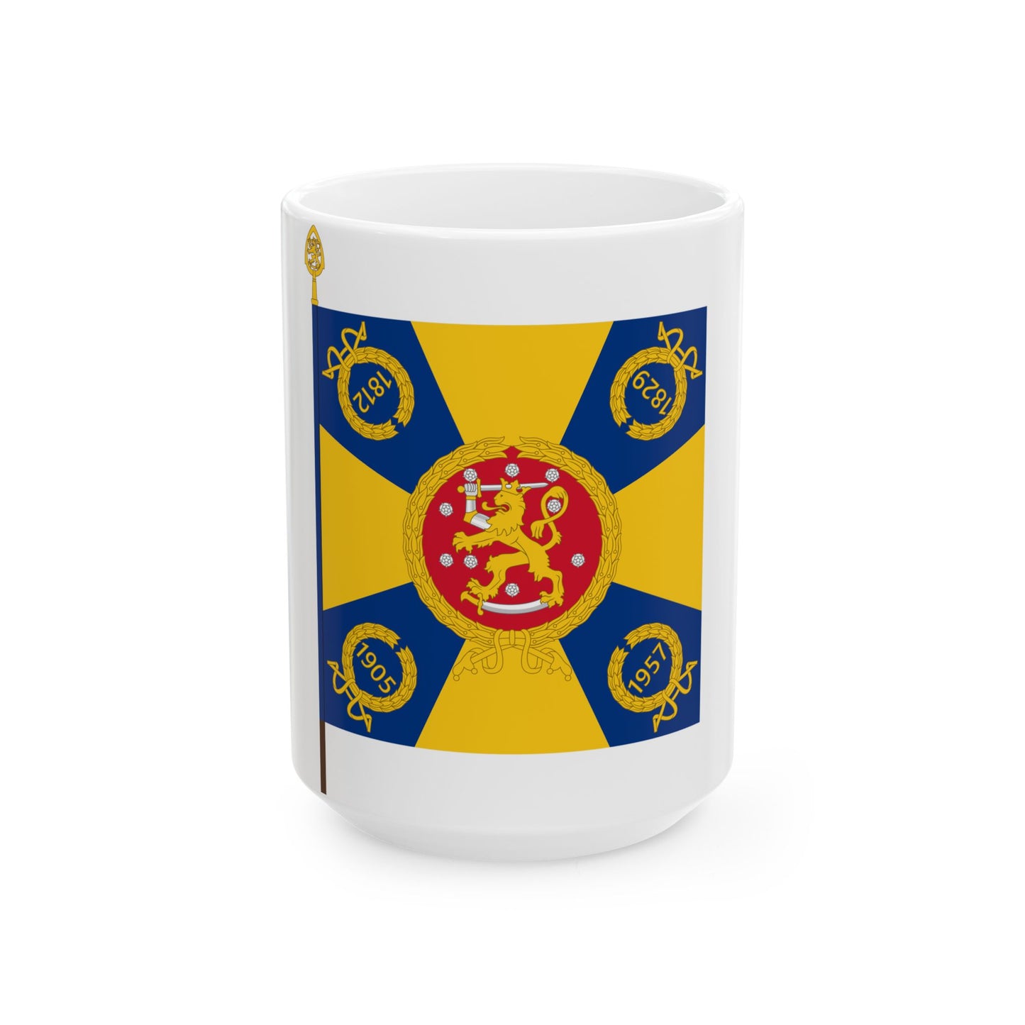 Kaartin pataljoonan lippu (Finland) White Coffee Mug-15oz-Go Mug Yourself