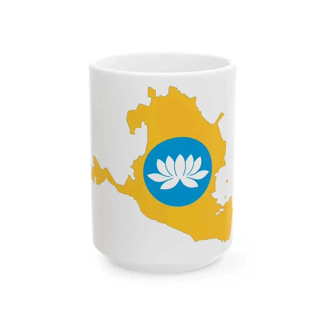 Kalmykia-Flagmap (Russia) White Coffee Mug 15oz - Go Mug Yourself