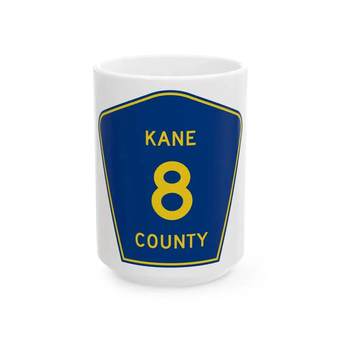 Kane County 8 (Illinois) (Road Sign) White Coffee Mug 15oz - Go Mug Yourself