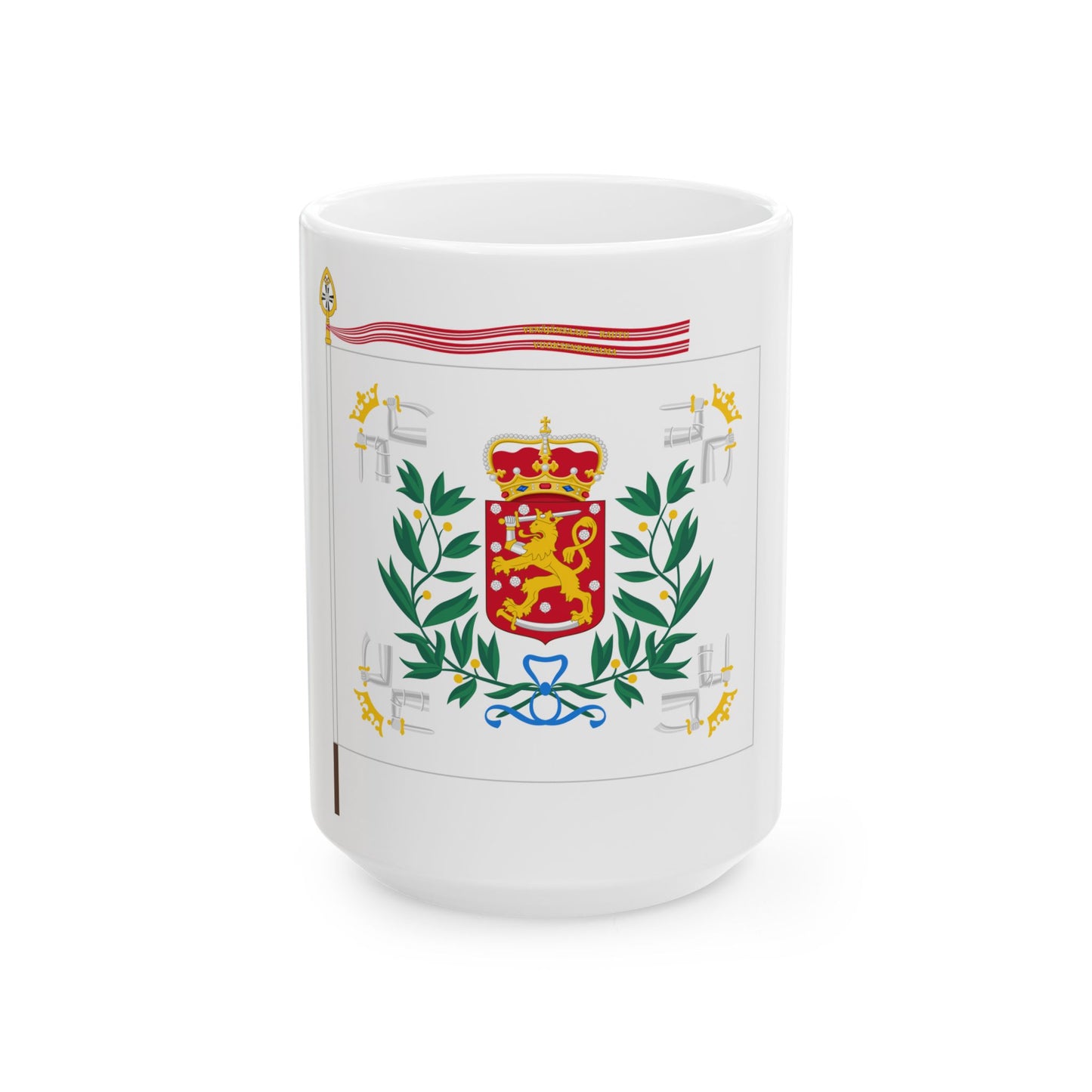 Karjalan prikaatin lippu (Finland) White Coffee Mug-15oz-Go Mug Yourself