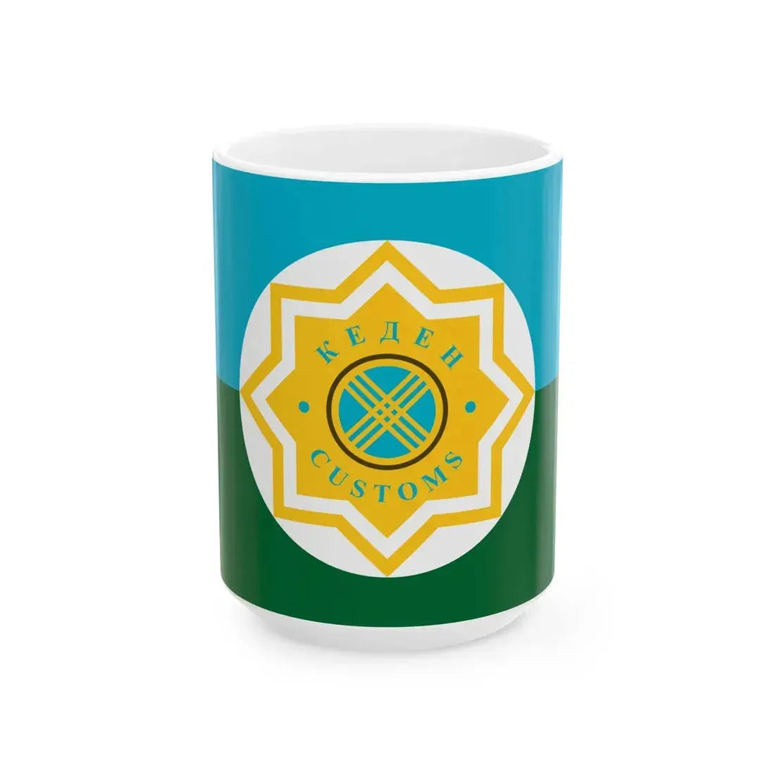 Kazakhstan Customs Service flag (Kazakhstan) White Coffee Mug 15oz - Go Mug Yourself