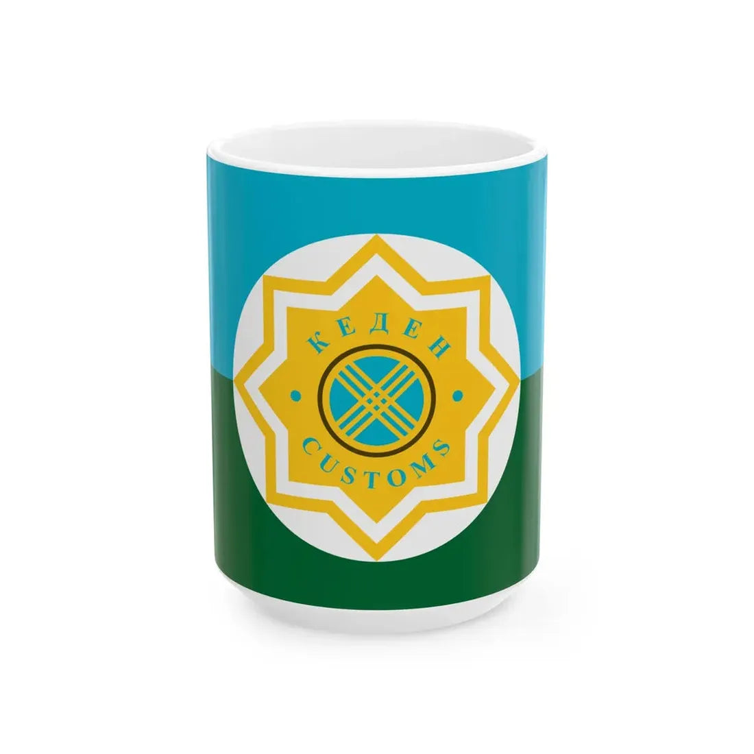 Kazakhstan Customs Service flag (Kazakhstan) White Coffee Mug 15oz - Go Mug Yourself