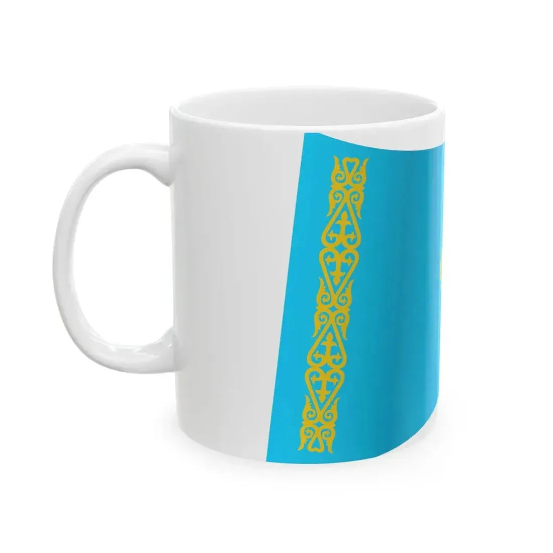 Kazakhstan Flag - iconic waving (Kazakhstan) White Coffee Mug - Go Mug Yourself