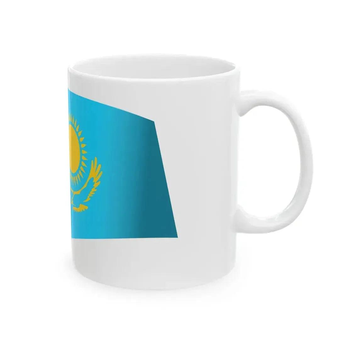 Kazakhstan Flag - iconic waving (Kazakhstan) White Coffee Mug - Go Mug Yourself