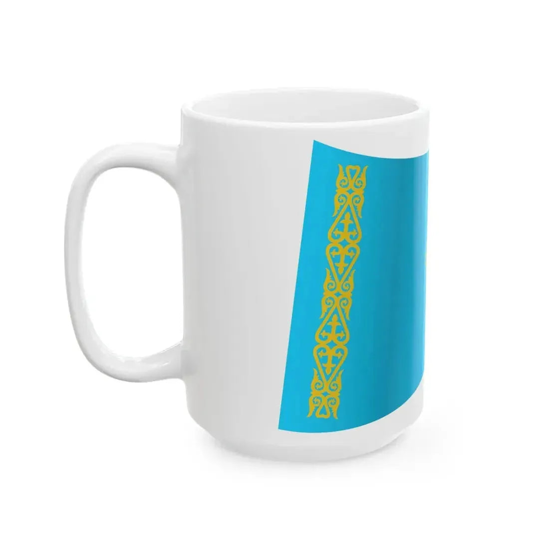 Kazakhstan Flag - iconic waving (Kazakhstan) White Coffee Mug - Go Mug Yourself