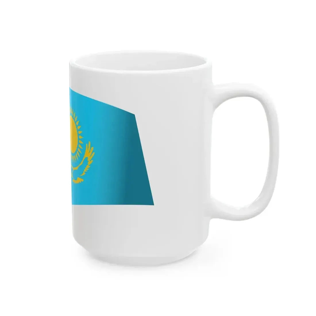 Kazakhstan Flag - iconic waving (Kazakhstan) White Coffee Mug - Go Mug Yourself