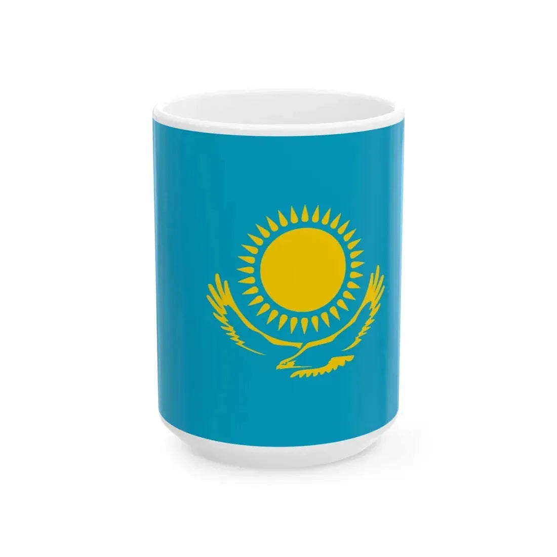 Kazakhstan Flag (Kazakhstan) White Coffee Mug 15oz - Go Mug Yourself