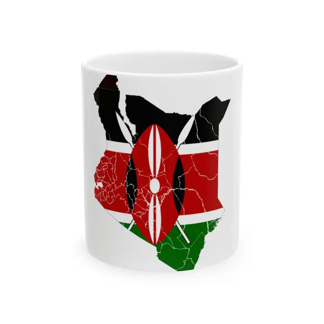 Kenya flag map (Kenya) White Coffee Mug 11oz - Go Mug Yourself