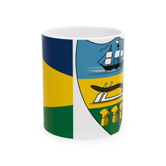 Keystone Flag vertical comparison with Pennsylvania Escutcheon (United States) White Coffee Mug 11oz - Go Mug Yourself