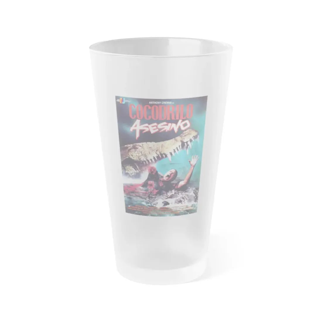 KILLER CROCODILE (2) 1989 Movie Poster - Frosted Pint Glass 16oz 16oz Frosted - Go Mug Yourself