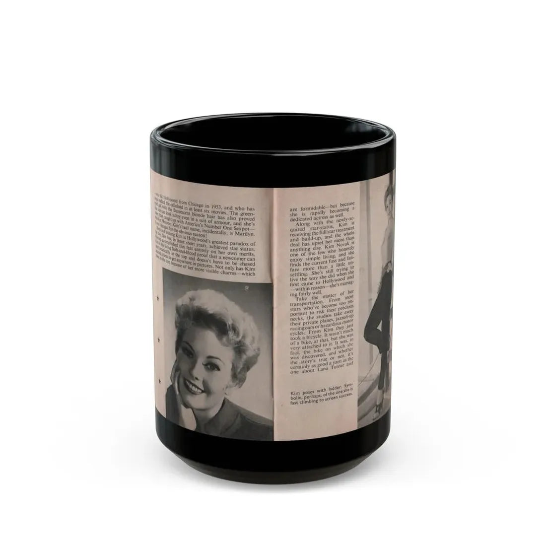 Kim Novak #141 - Scanned Mag. 66 Photos (Vintage Female Icon) Black Coffee Mug 15oz - Go Mug Yourself