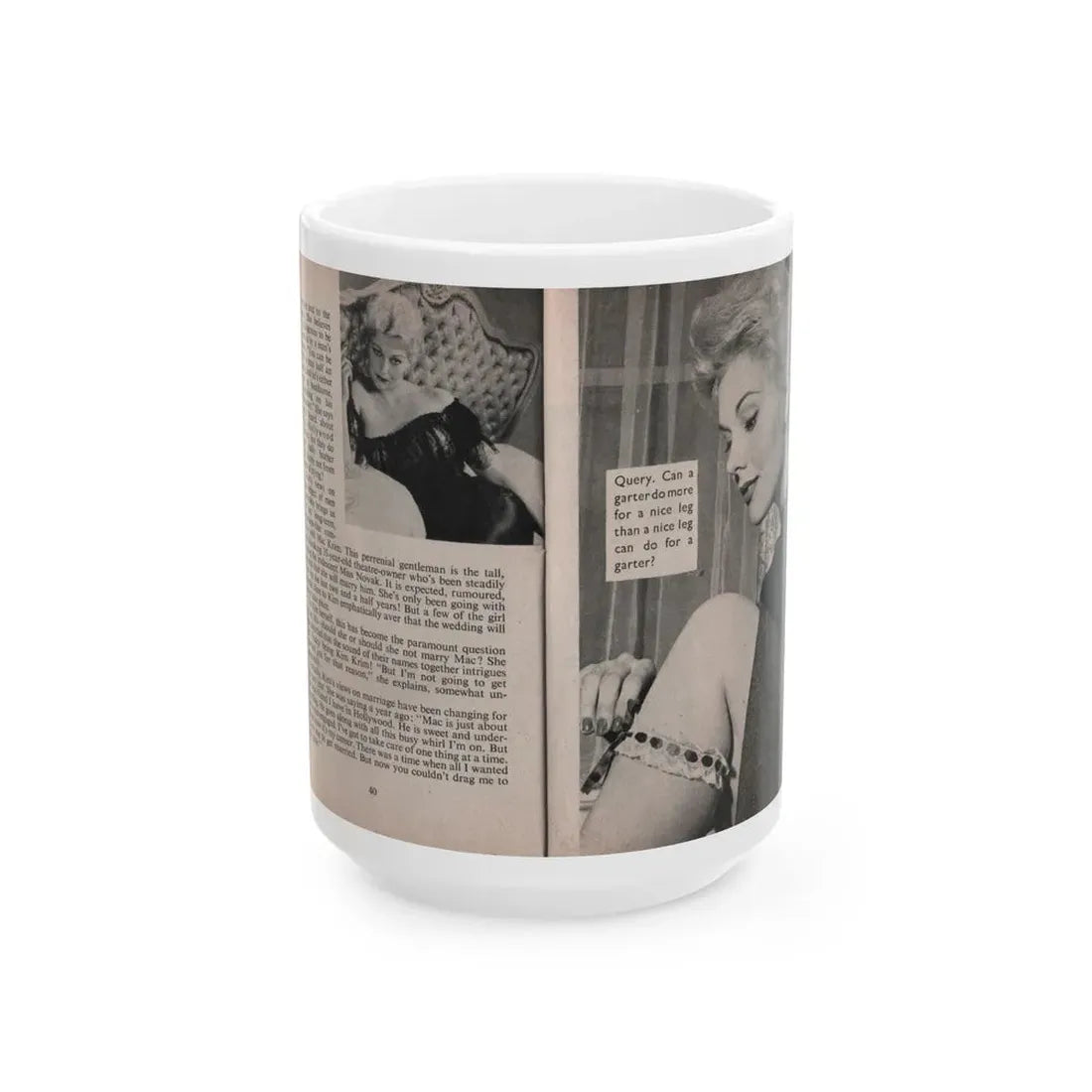 Kim Novak #159 - Scanned Mag. 66 Photos (Vintage Female Icon) White Coffee Mug 15oz - Go Mug Yourself