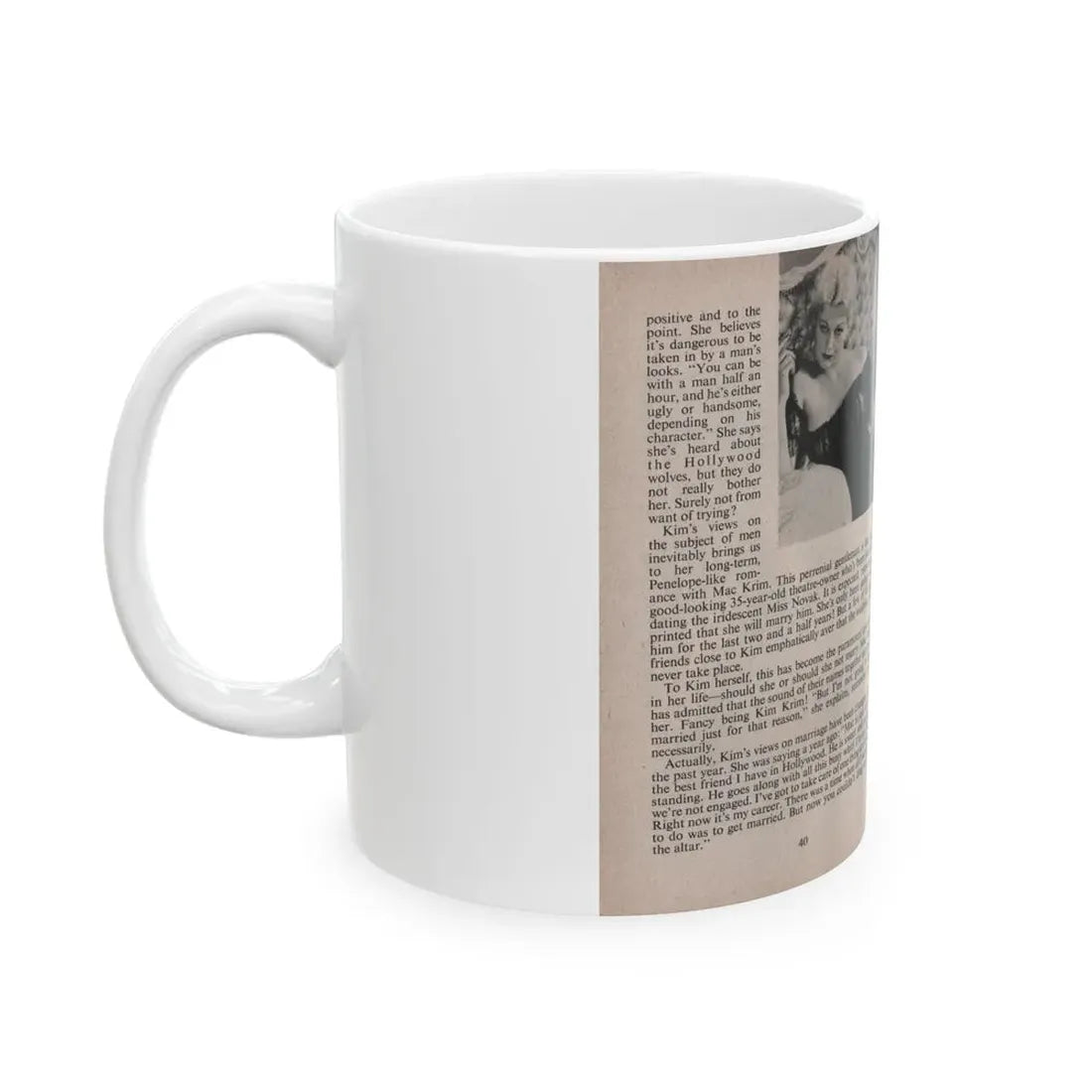 Kim Novak #159 - Scanned Mag. 66 Photos (Vintage Female Icon) White Coffee Mug - Go Mug Yourself