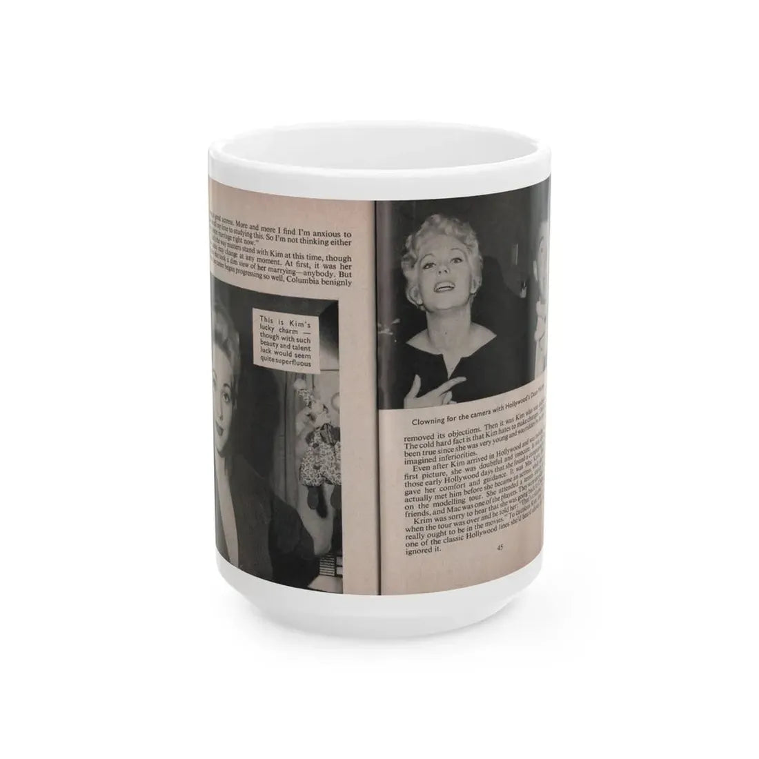 Kim Novak #160 - Scanned Mag. 66 Photos 1 (Vintage Female Icon) White Coffee Mug 15oz - Go Mug Yourself