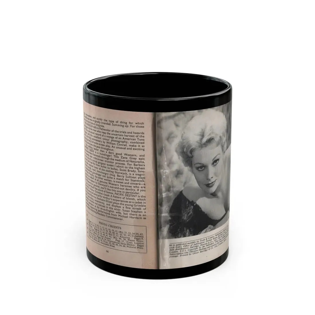 Kim Novak #169 - Scanned Mag. 66 Photos (Vintage Female Icon) Black Coffee Mug 11oz - Go Mug Yourself