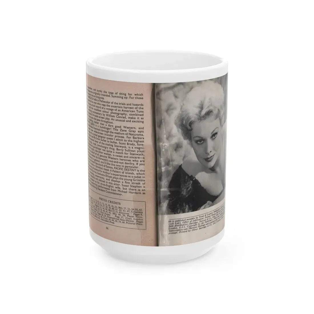 Kim Novak #169 - Scanned Mag. 66 Photos (Vintage Female Icon) White Coffee Mug 15oz - Go Mug Yourself