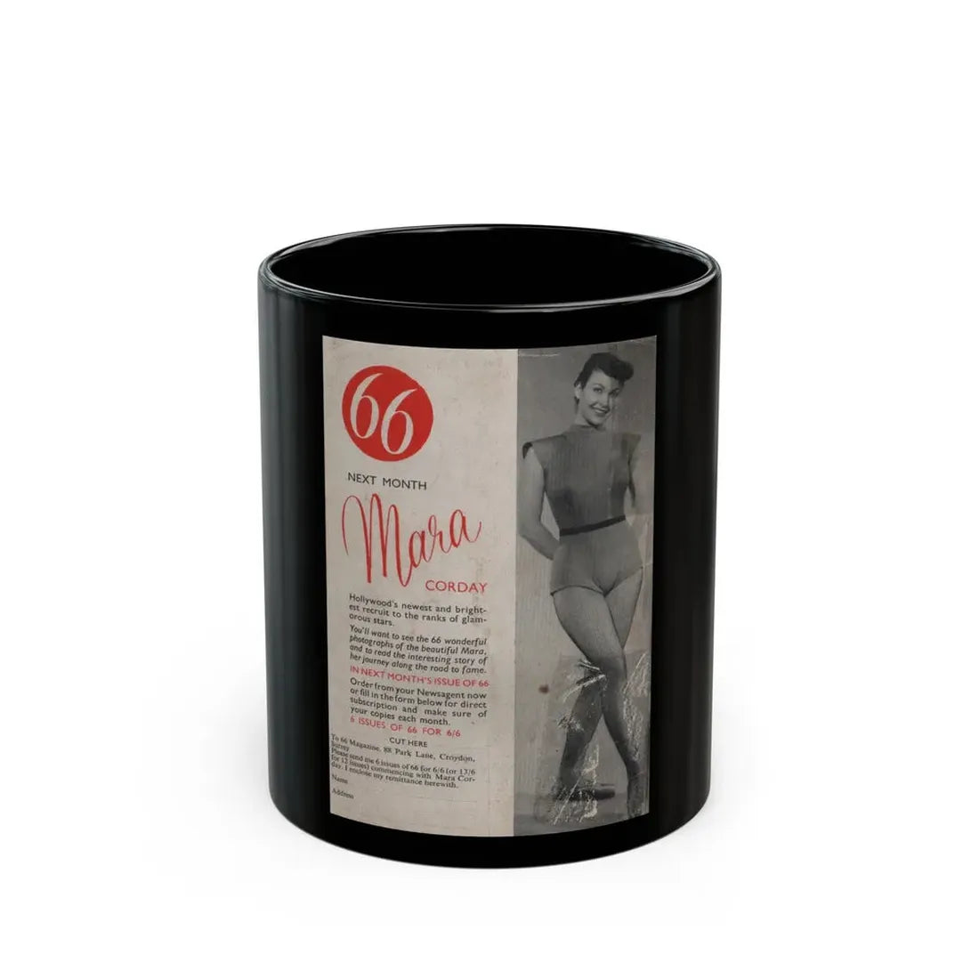 Kim Novak #170 - Scanned Mag. 66 Photos (Vintage Female Icon) Black Coffee Mug 11oz - Go Mug Yourself