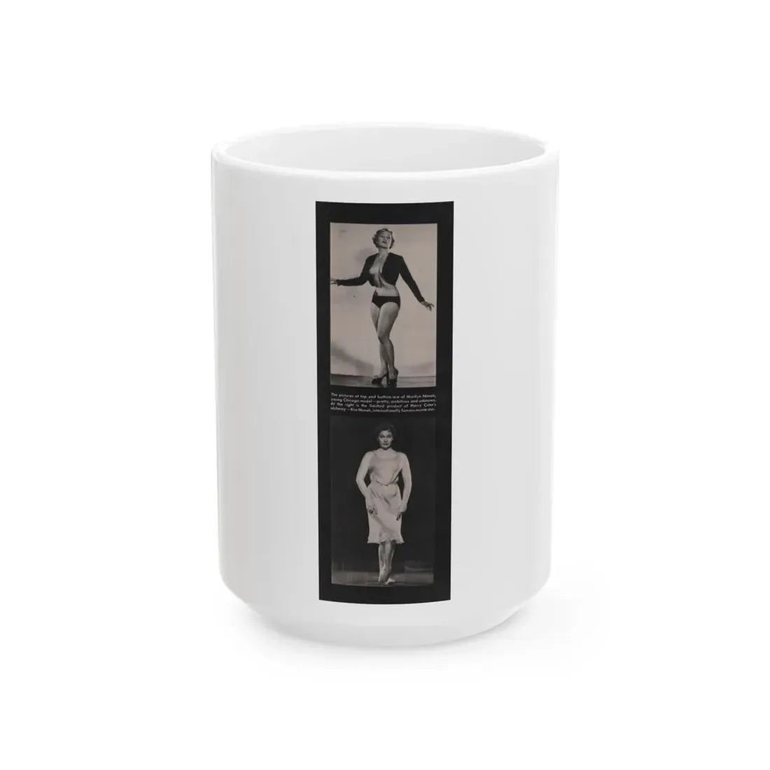 Kim Novak #209 - Playboy Mag. Oct. '59 - 2 B&W Photos (Vintage Female Icon) White Coffee Mug 15oz - Go Mug Yourself