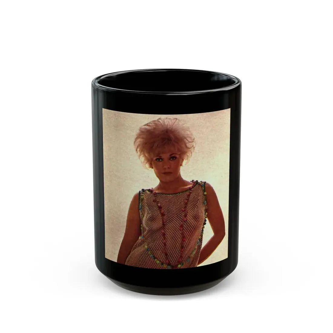 Kim Novak #210 - See through top (Vintage Female Icon) Black Coffee Mug 15oz - Go Mug Yourself