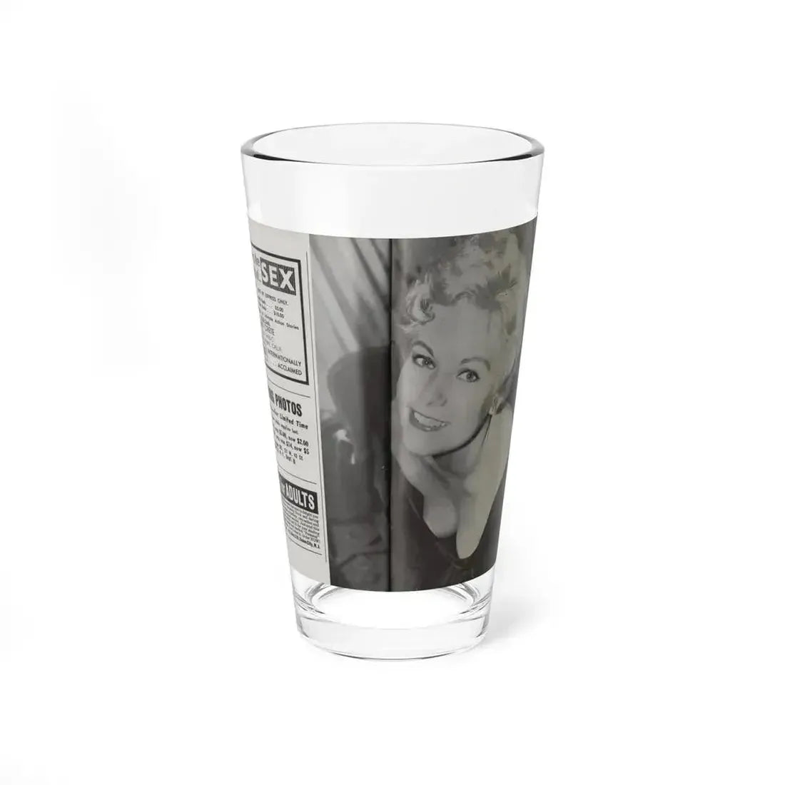 Kim Novak #219 - Pose! Pocket Mag. July '58 - 1 B&W Part Centerfold Photo (Vintage Female Icon) Pint Glass 16oz 16oz - Go Mug Yourself
