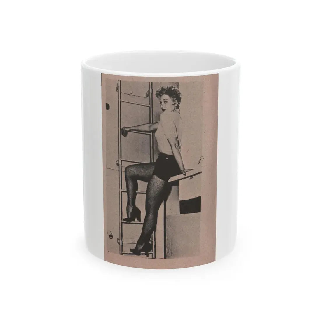 Kim Novak #250 - Bold Mag. Jan. '56 - 1 B&W Photo (Vintage Female Icon) White Coffee Mug 11oz - Go Mug Yourself