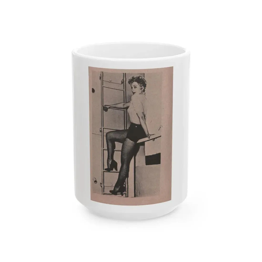 Kim Novak #250 - Bold Mag. Jan. '56 - 1 B&W Photo (Vintage Female Icon) White Coffee Mug 15oz - Go Mug Yourself