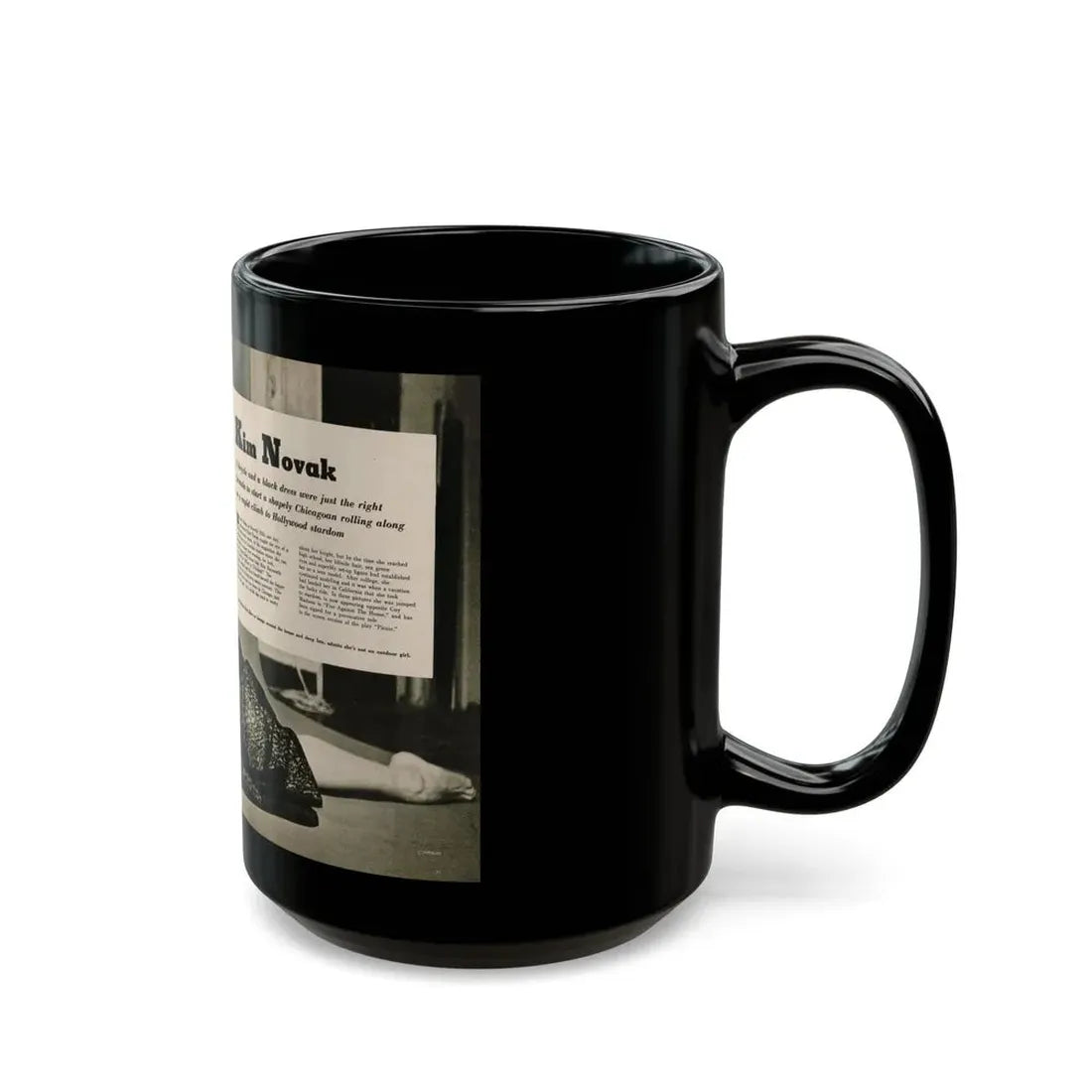 Kim Novak #383 - Fabulous Females Mag. Issue #1 '55 - 1 B&W Centerfold (Vintage Female Icon) Black Coffee Mug - Go Mug Yourself