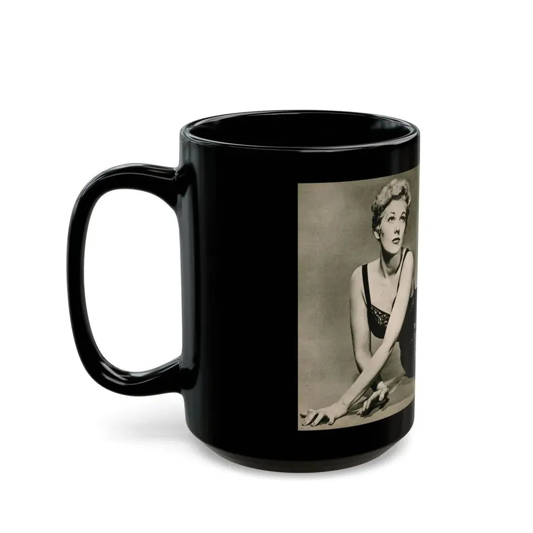 Kim Novak #383 - Fabulous Females Mag. Issue #1 '55 - 1 B&W Centerfold (Vintage Female Icon) Black Coffee Mug - Go Mug Yourself