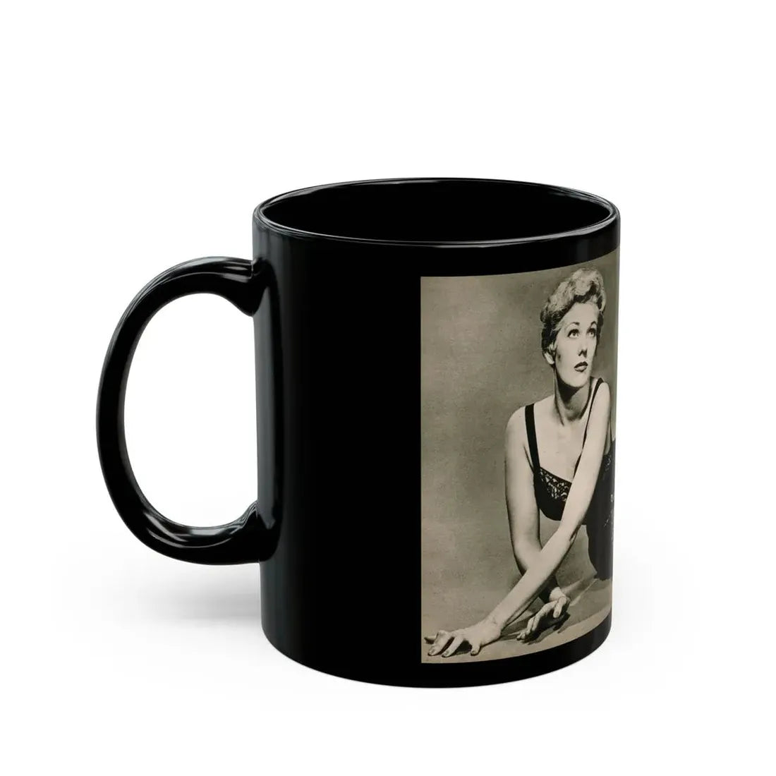 Kim Novak #383 - Fabulous Females Mag. Issue #1 '55 - 1 B&W Centerfold (Vintage Female Icon) Black Coffee Mug - Go Mug Yourself
