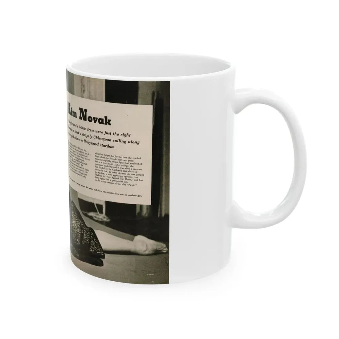 Kim Novak #383 - Fabulous Females Mag. Issue #1 '55 - 1 B&W Centerfold (Vintage Female Icon) White Coffee Mug - Go Mug Yourself