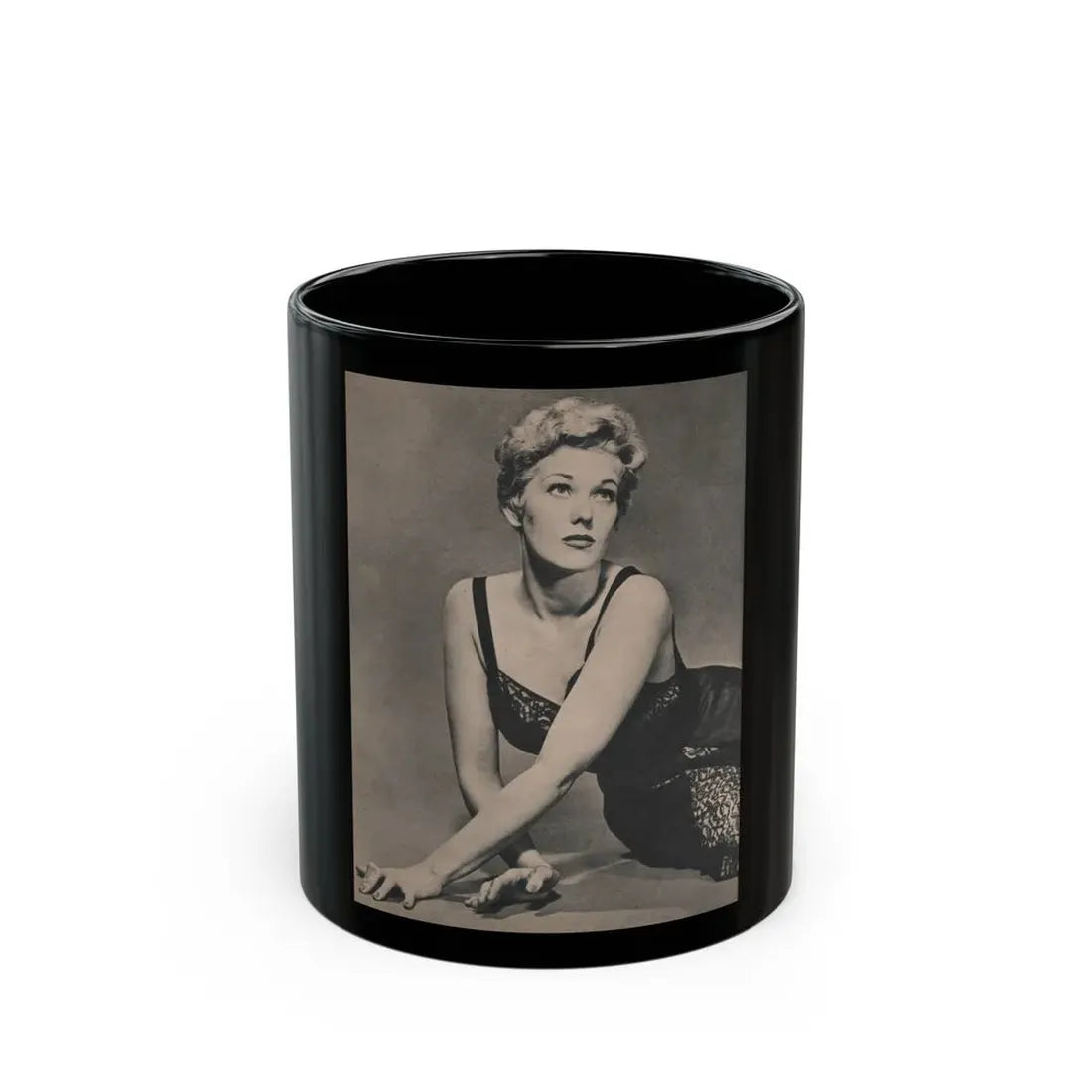 Kim Novak #383 - Fabulous Females Mag. Issue #1 '55 - 1 B&W Photo (Vintage Female Icon) Black Coffee Mug 11oz - Go Mug Yourself