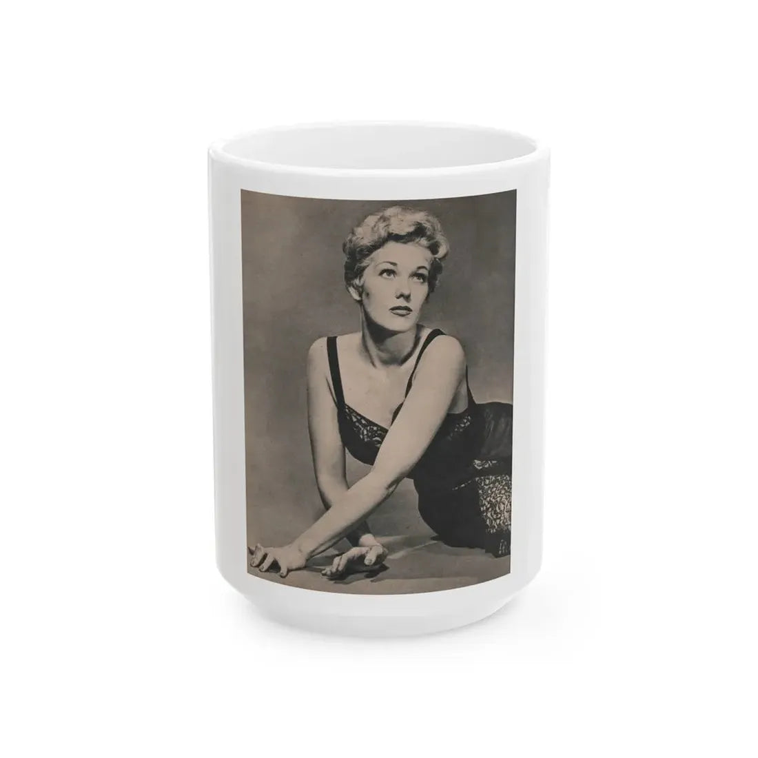 Kim Novak #383 - Fabulous Females Mag. Issue #1 '55 - 1 B&W Photo (Vintage Female Icon) White Coffee Mug 15oz - Go Mug Yourself