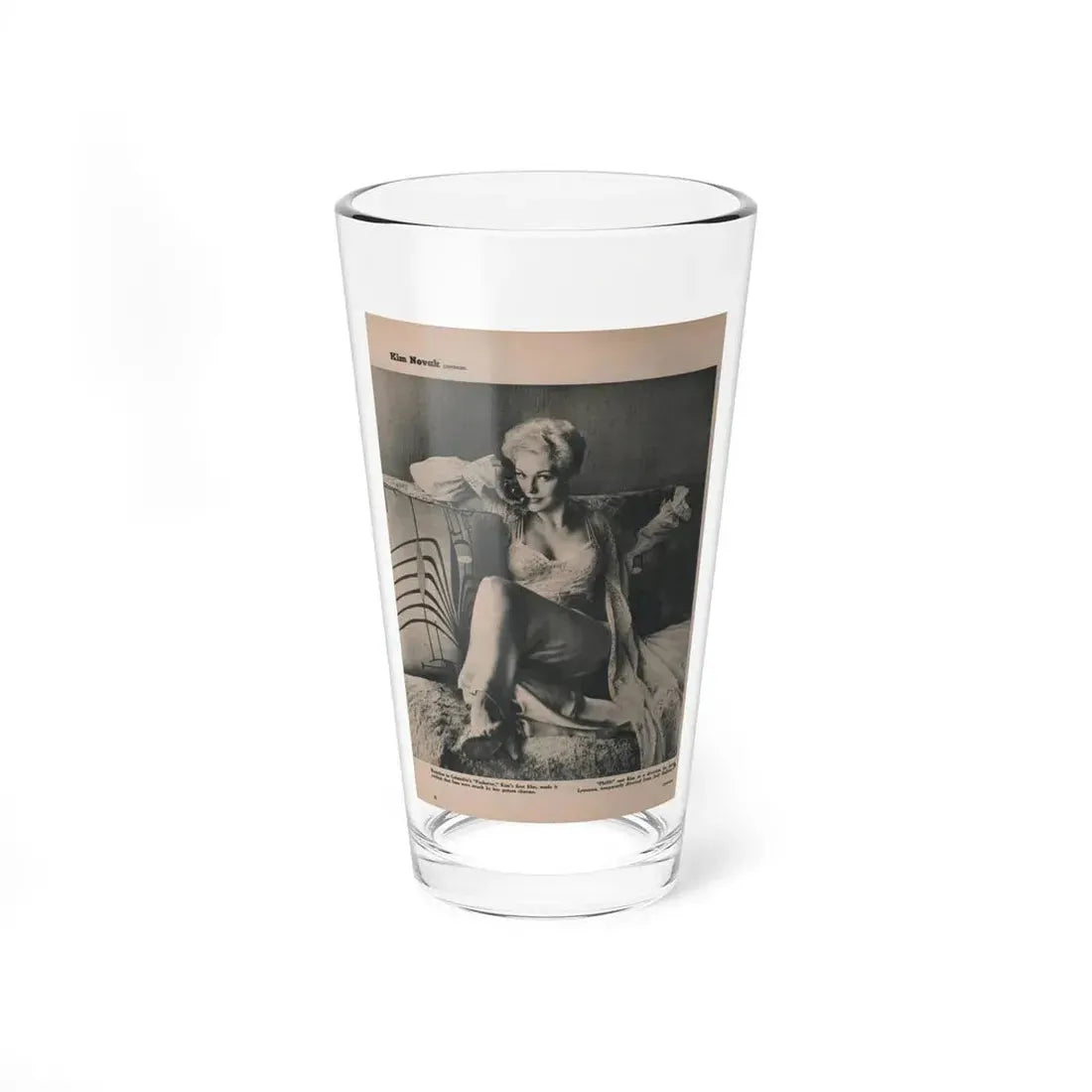 Kim Novak #385 - Fabulous Females Mag. Issue #1 '55 - 1 B&W Photo (Vintage Female Icon) Pint Glass 16oz 16oz - Go Mug Yourself