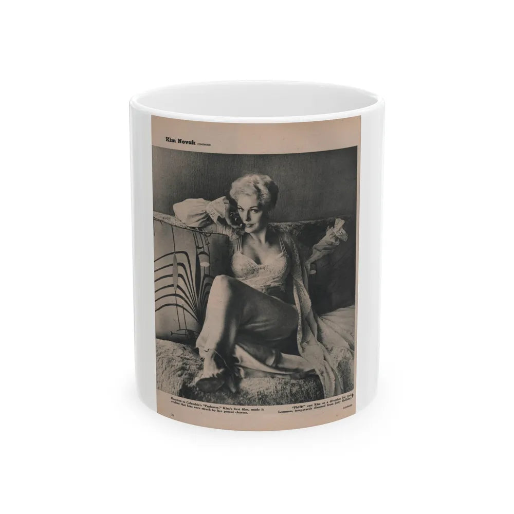 Kim Novak #385 - Fabulous Females Mag. Issue #1 '55 - 1 B&W Photo (Vintage Female Icon) White Coffee Mug-11oz-Go Mug Yourself