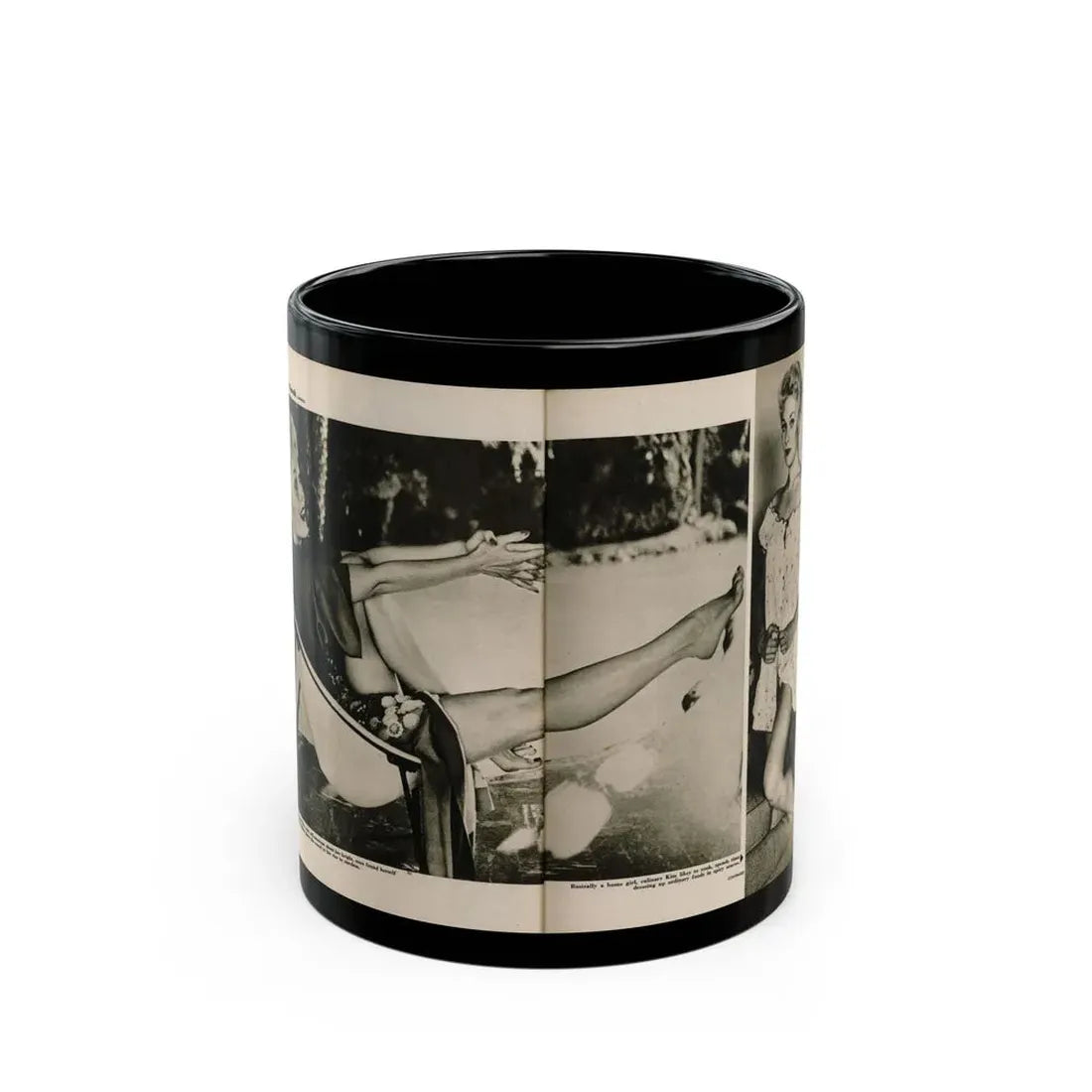 Kim Novak #389 - Fabulous Females Mag. Issue #1 '55 - 1 B&W Centerfold & 1 Other (Vintage Female Icon) Black Coffee Mug 11oz - Go Mug Yourself