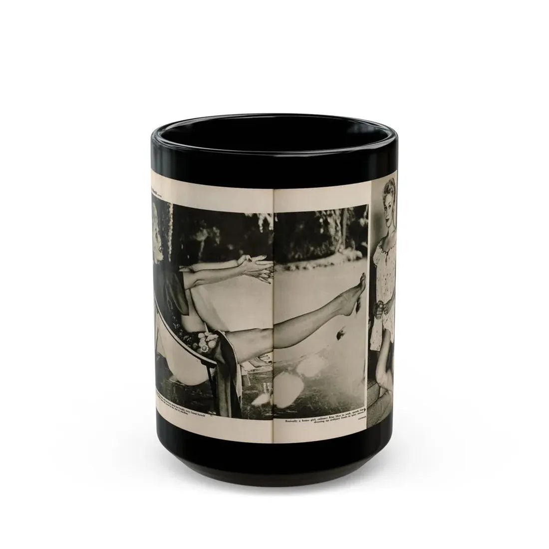 Kim Novak #389 - Fabulous Females Mag. Issue #1 '55 - 1 B&W Centerfold & 1 Other (Vintage Female Icon) Black Coffee Mug 15oz - Go Mug Yourself