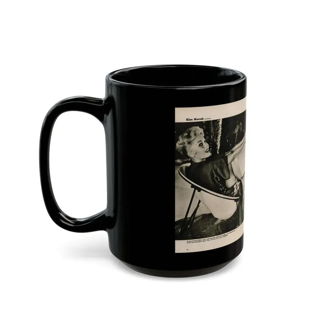 Kim Novak #389 - Fabulous Females Mag. Issue #1 '55 - 1 B&W Centerfold & 1 Other (Vintage Female Icon) Black Coffee Mug - Go Mug Yourself