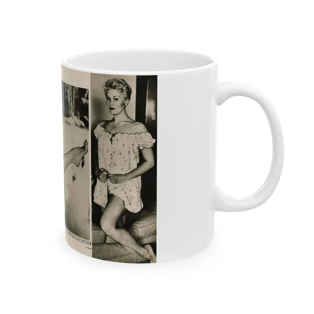 Kim Novak #389 - Fabulous Females Mag. Issue #1 '55 - 1 B&W Centerfold & 1 Other (Vintage Female Icon) White Coffee Mug - Go Mug Yourself