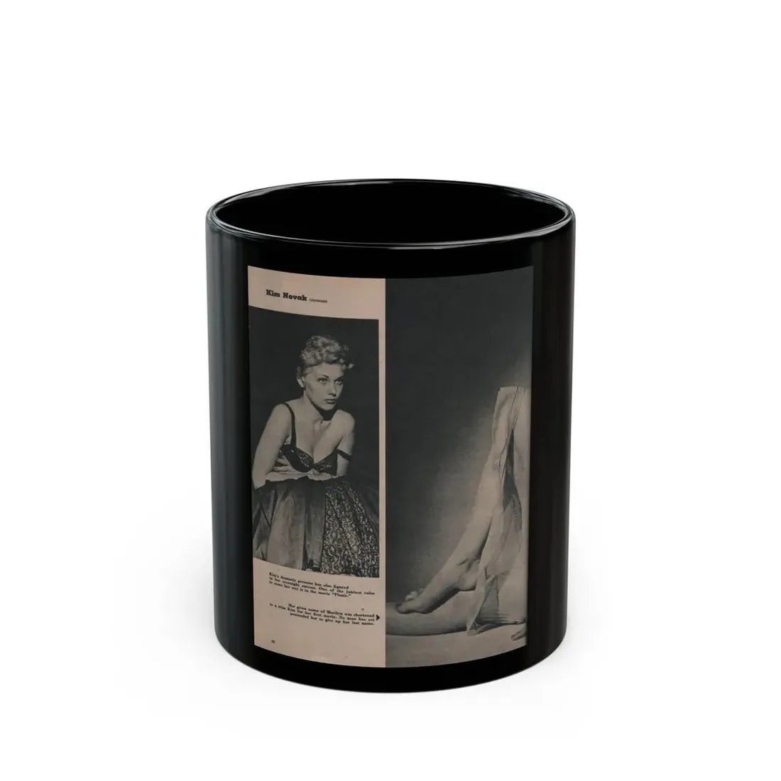 Kim Novak #389 - Fabulous Females Mag. Issue #1 '55 - 1 B&W Photo (Vintage Female Icon) Black Coffee Mug 11oz - Go Mug Yourself