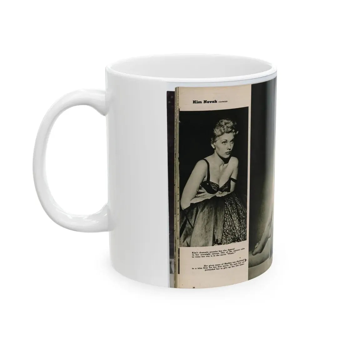 Kim Novak #390 - Fabulous Females Mag. Issue #1 '55 - 1 B&W Photo (Vintage Female Icon) White Coffee Mug - Go Mug Yourself