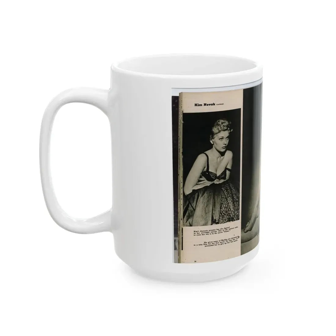 Kim Novak #390 - Fabulous Females Mag. Issue #1 '55 - 1 B&W Photo (Vintage Female Icon) White Coffee Mug - Go Mug Yourself