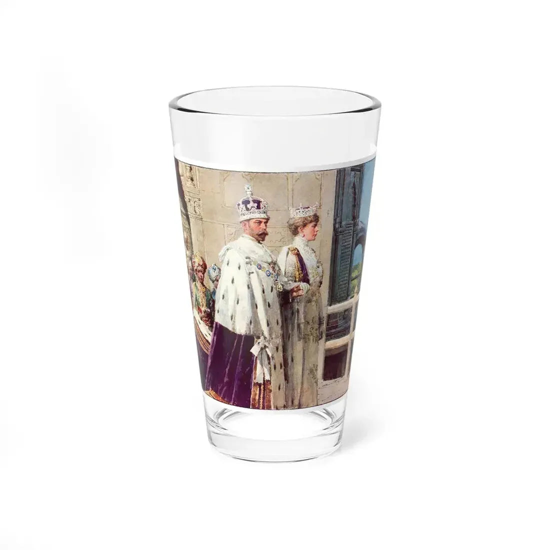 King George V and Queen Mary at the Delhi Durbar, The Tatler magazine, 1937 - Pint Glass 16oz 16oz - Go Mug Yourself