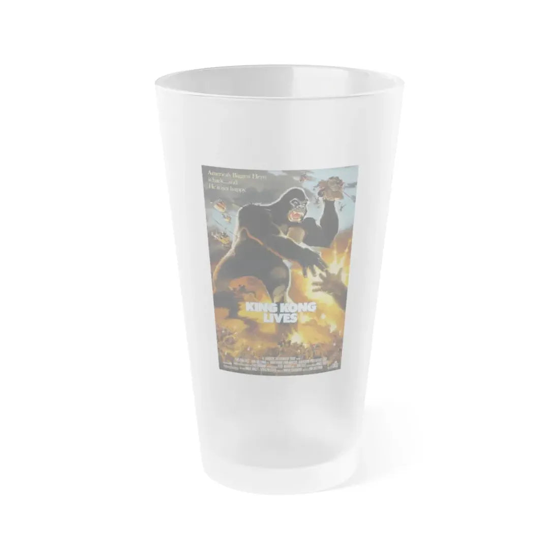 KING KONG LIVES 1986 Movie Poster - Frosted Pint Glass 16oz 16oz Frosted - Go Mug Yourself