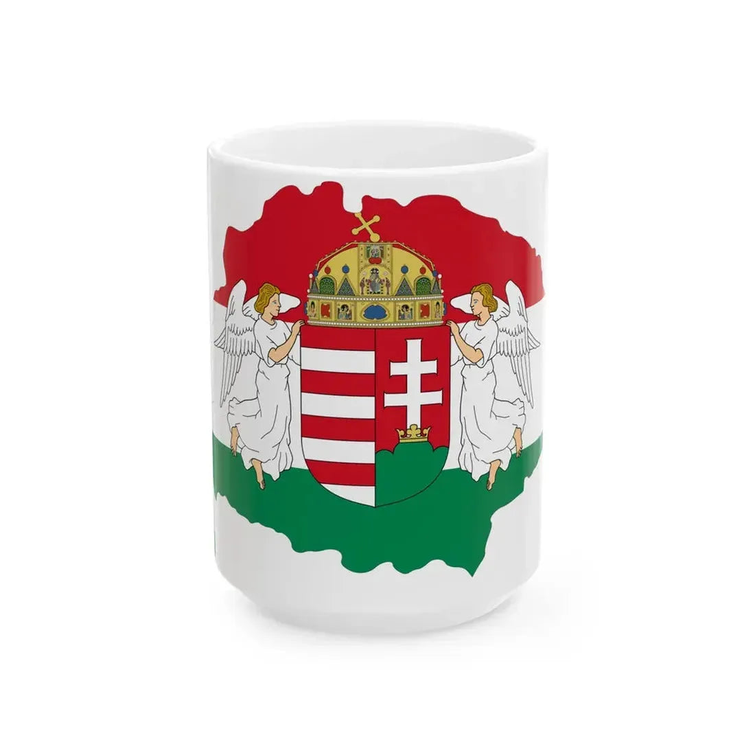 Kingdom of Hungary flag map (Hungary) White Coffee Mug 15oz - Go Mug Yourself