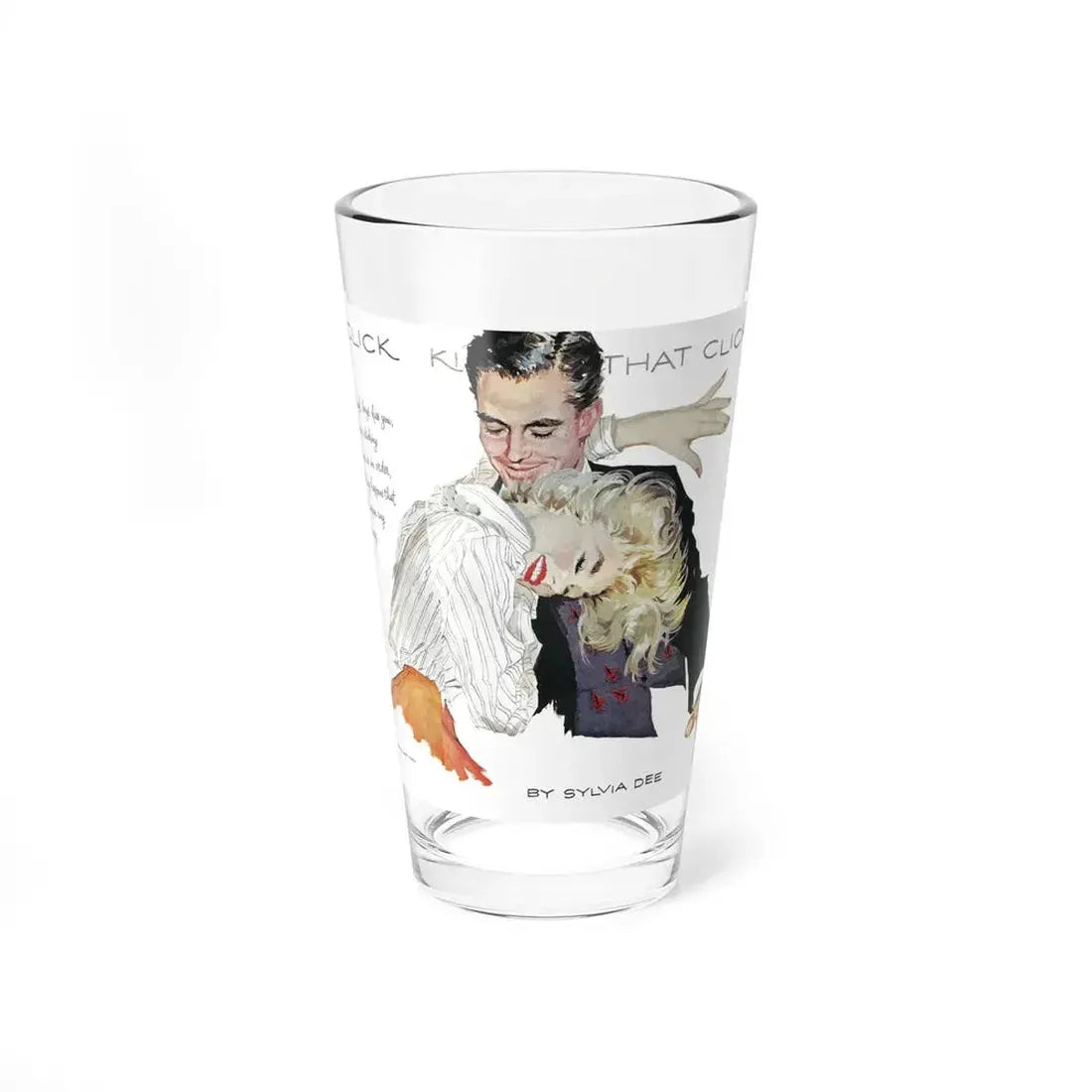 Kisses That Click, Good Housekeeping illustration - Pint Glass 16oz 16oz - Go Mug Yourself