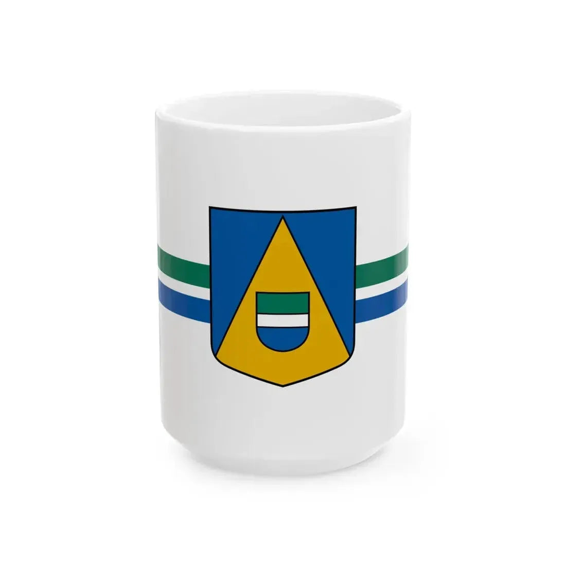 Kolkas pagasta karogs (Latvia) White Coffee Mug 15oz - Go Mug Yourself