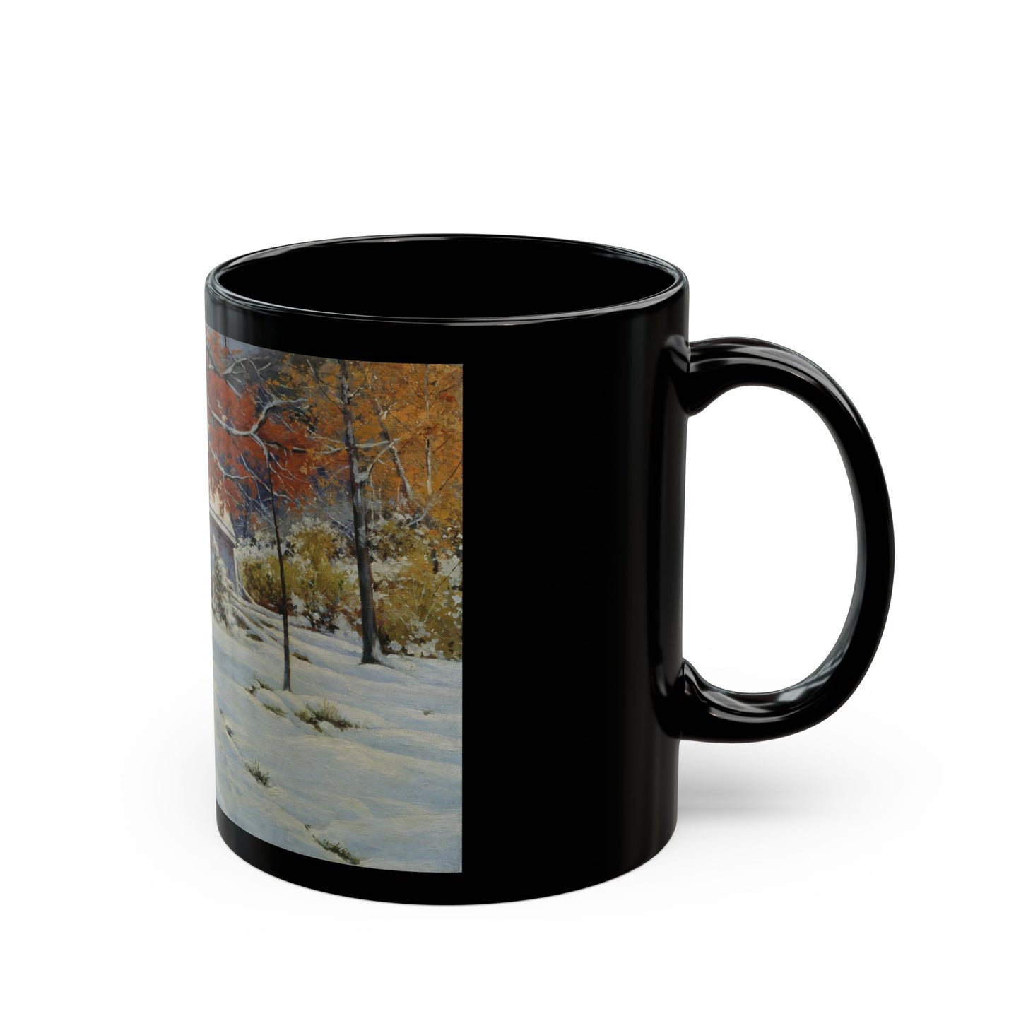Konstantin Yakovlevich Kryzhitsky (1858-1911) Early Snow - Black Coffee Mug-Go Mug Yourself