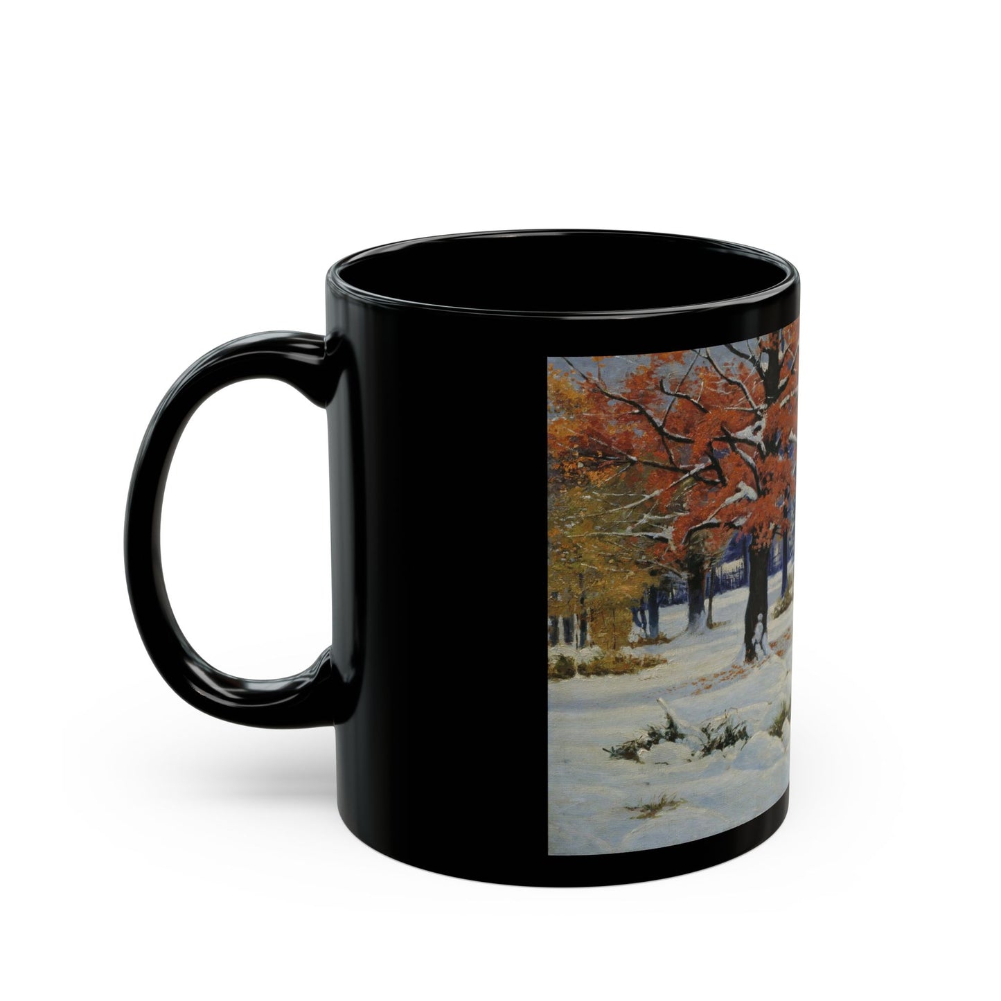 Konstantin Yakovlevich Kryzhitsky (1858-1911) Early Snow - Black Coffee Mug-Go Mug Yourself