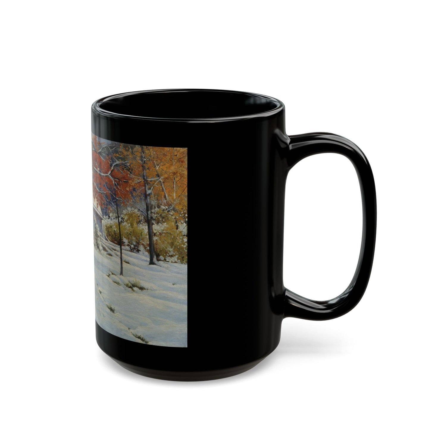 Konstantin Yakovlevich Kryzhitsky (1858-1911) Early Snow - Black Coffee Mug-Go Mug Yourself